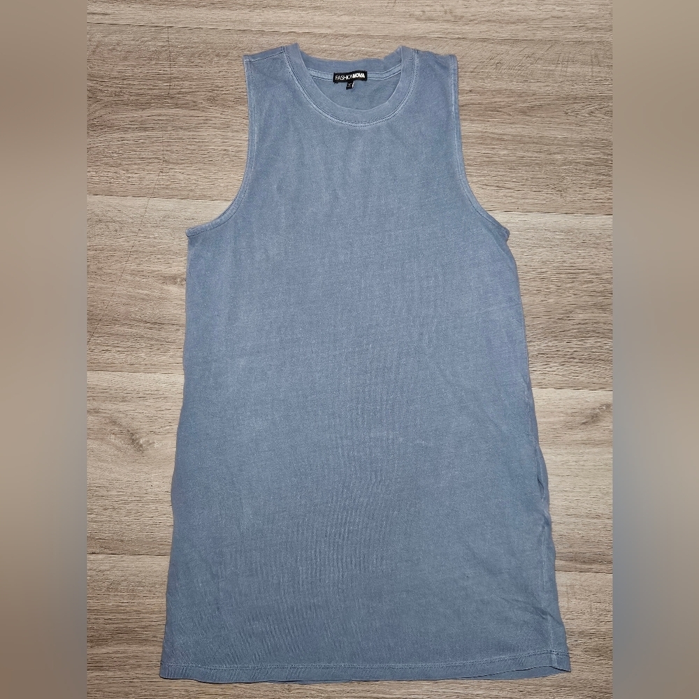 Fashion Nova Washed Denim Crew Neck Mini Dress - Picture 7 of 8